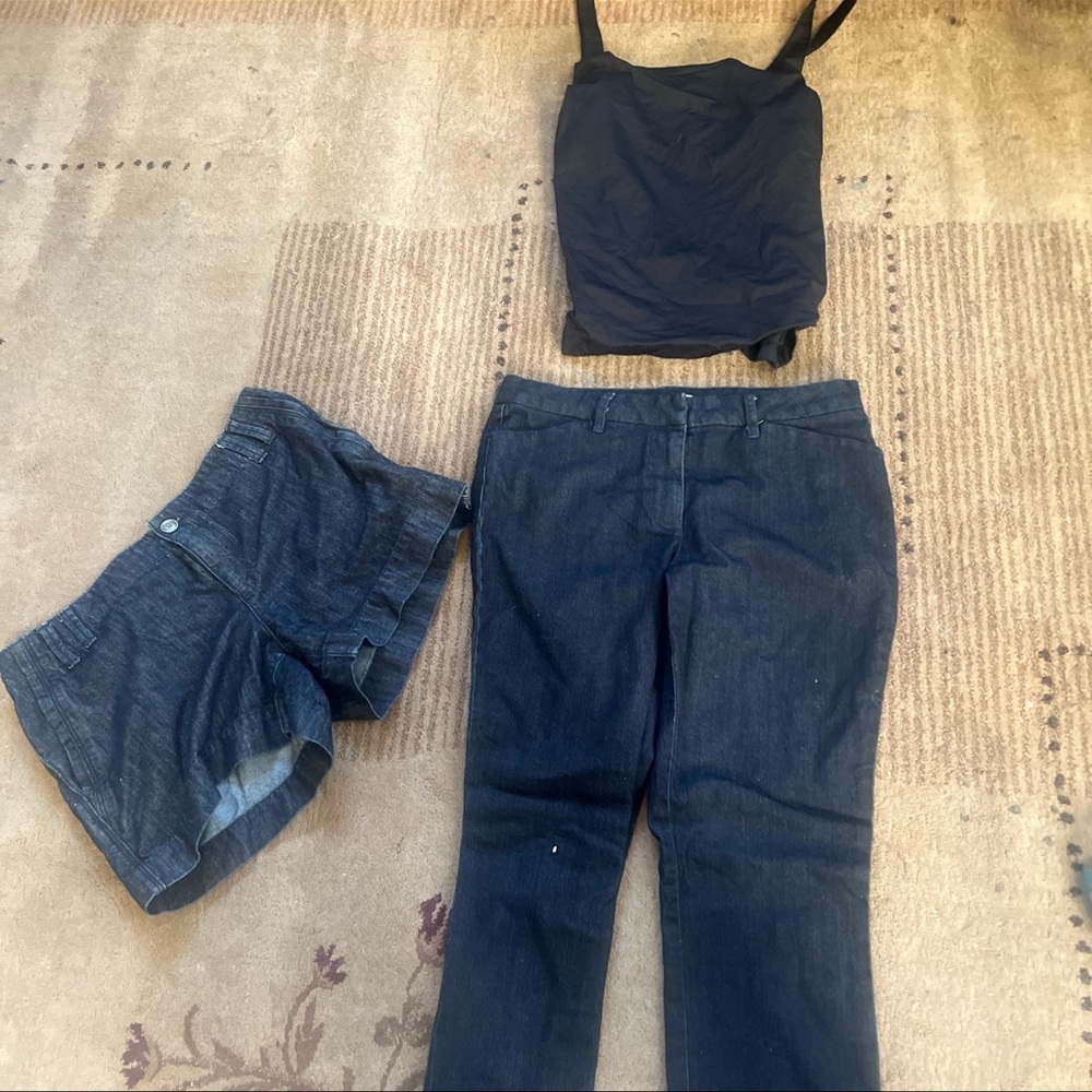Blue Jeans and Jean Shorts with Black tank top